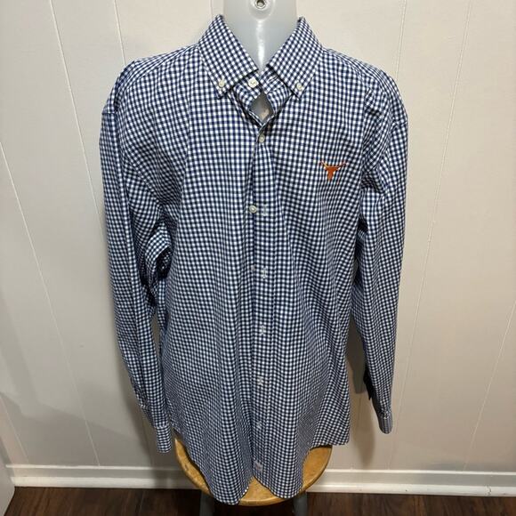 Vineyard Vines Navy and White Gingham UT Men's Shirt - Picture 1 of 5